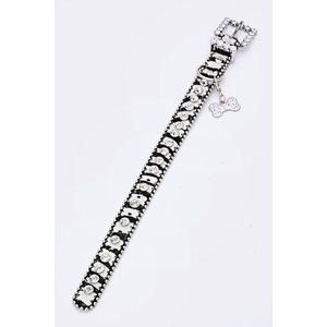 Ball Chain Crystal Dog Collar - Zebra